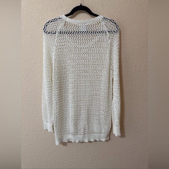 Artisans The Art of Apparel Sweater Sz L White Loose Open Knit Sheer Artsy - Picture 10 of 13